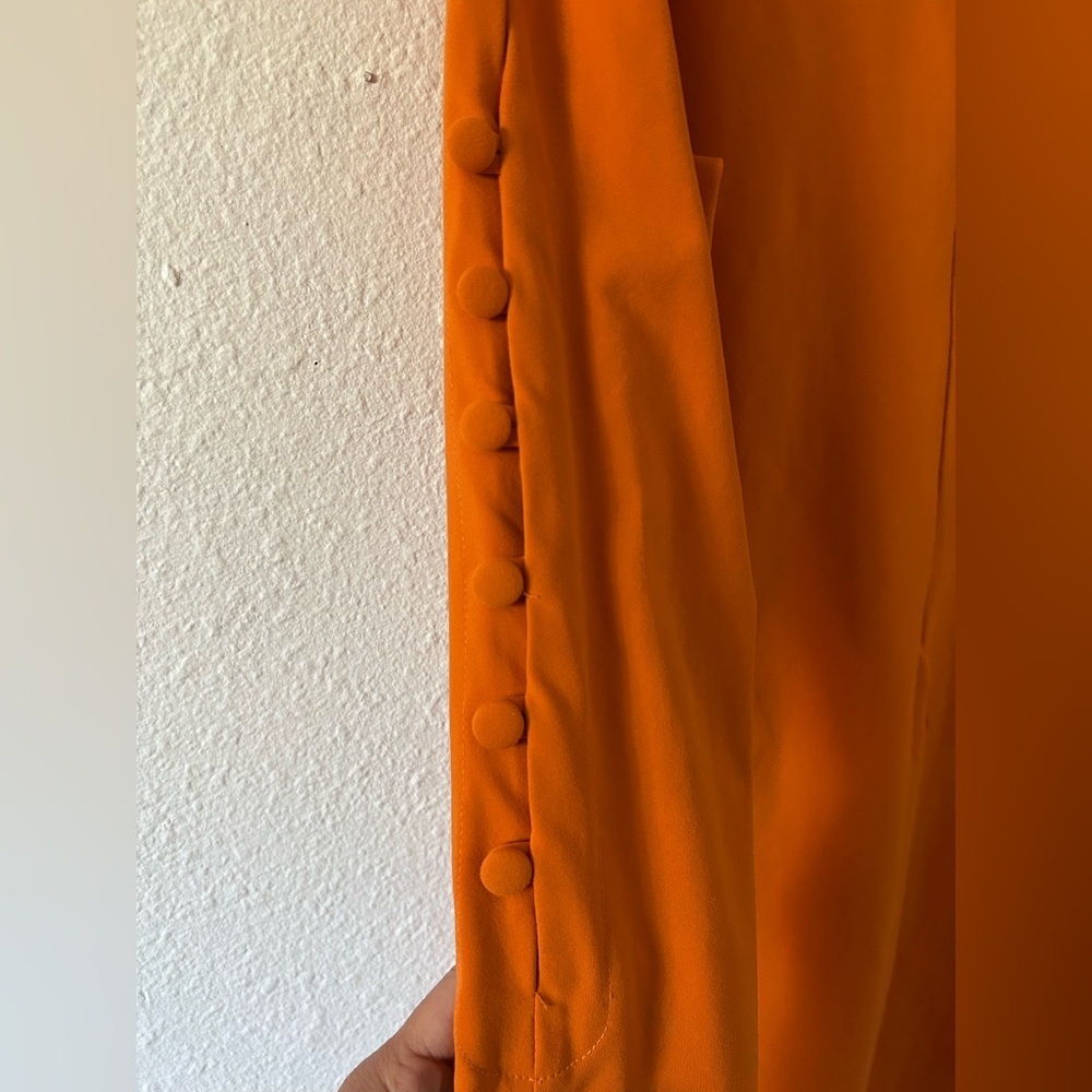 Cynthia Rawley burned orange hourglass sheath midi dress long sleeves size L - Picture 5 of 6